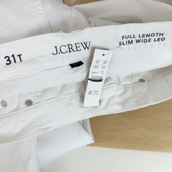 J.Crew Tall Full Length Slim Wide Leg Jean White Relaxed High Rise US 31 T NWT - Picture 11 of 14